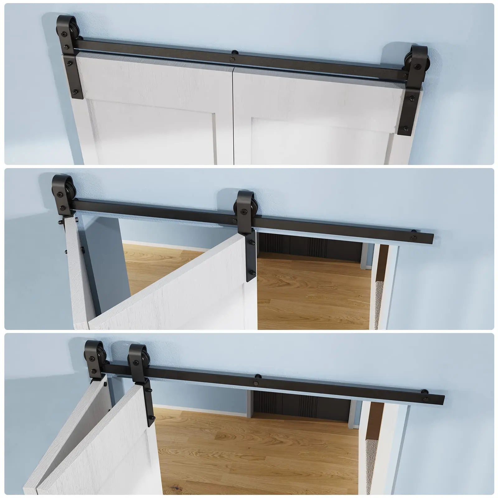 Bi-Folding Sliding Barn Door Hardware Track Kit (No Door)