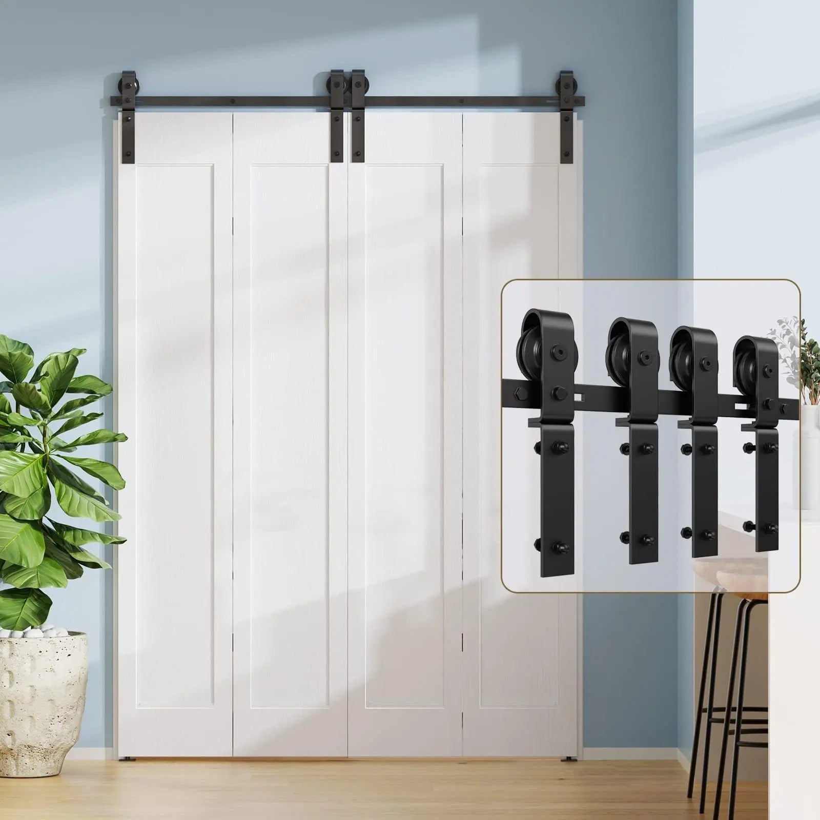 Bi-Folding Sliding Barn Door Hardware Track Kit (No Door)