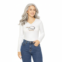 Forever Grayced Women's Long Sleeve V-Neck Shirt - Inspirational Casual Wear - XS - All Over Prints