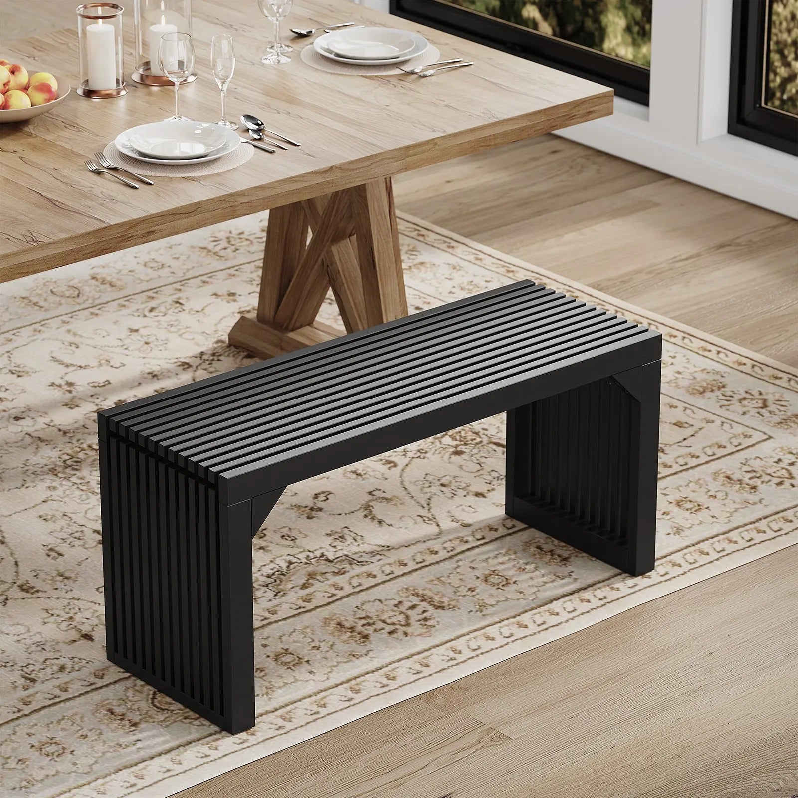 Hausvita 35" Solid Wood Pine Wooden Bench