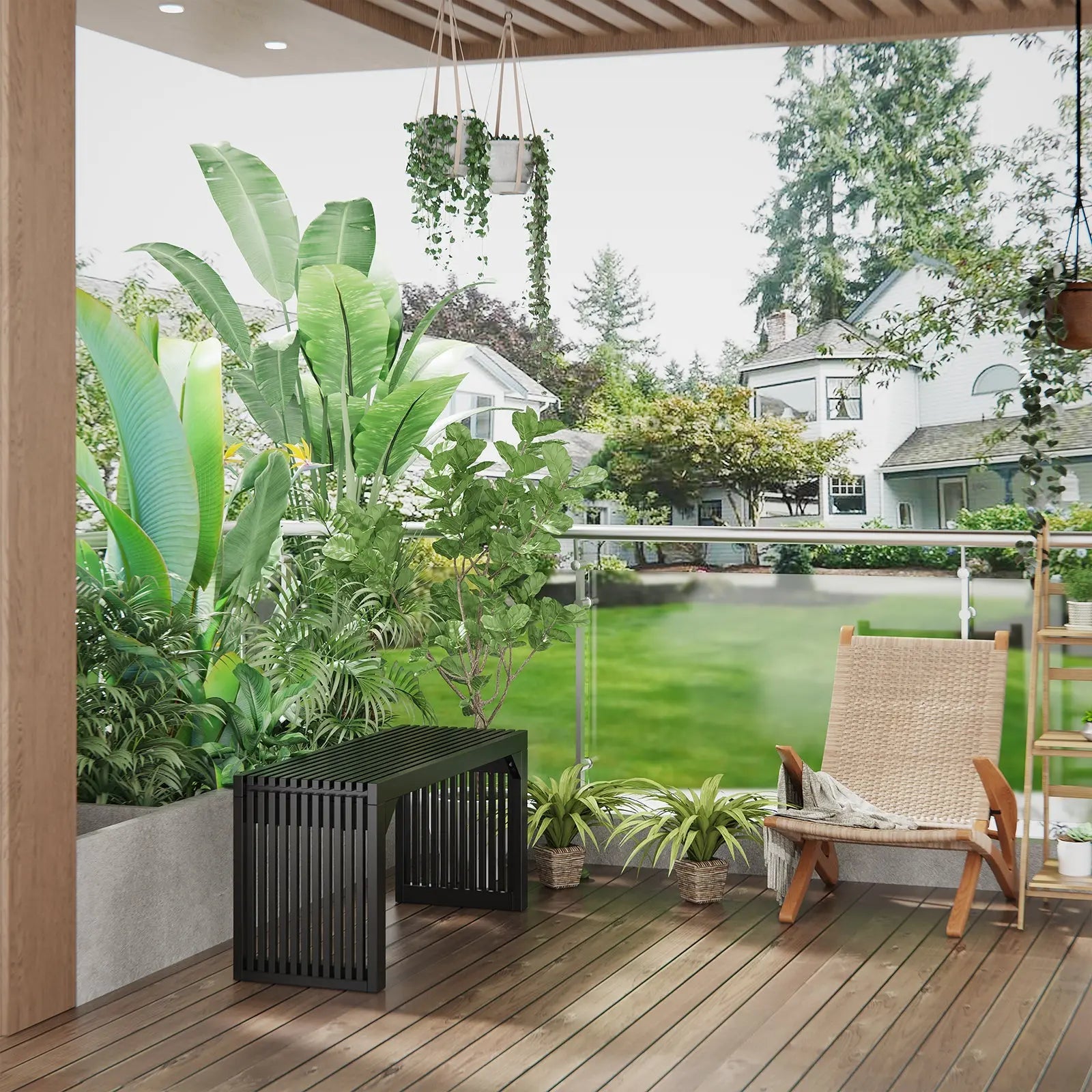 Hausvita 35" Solid Wood Pine Wooden Bench