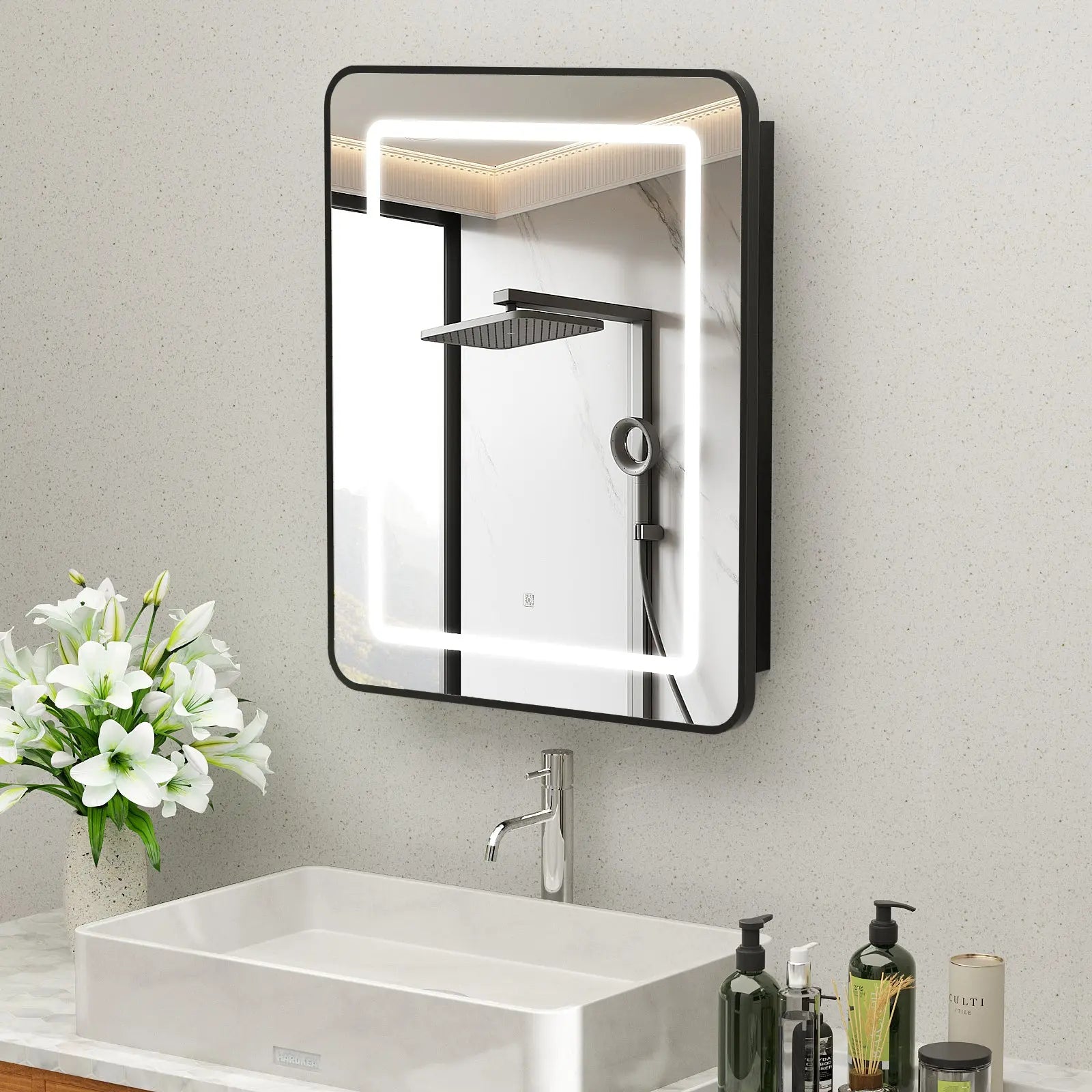 Hausvita Framed Recessed LED Light Bathroom Medicine Cabinet -small