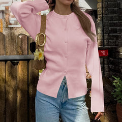 Casual Solid Color Long-Sleeved Button Shirt Women Clothing Autumn Winter