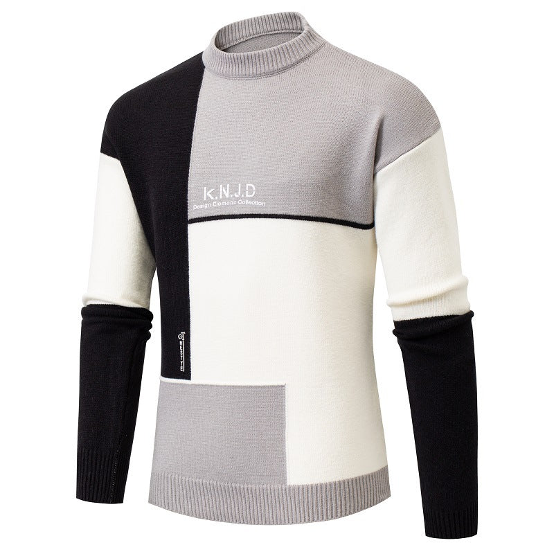 black gray & white block sweater
