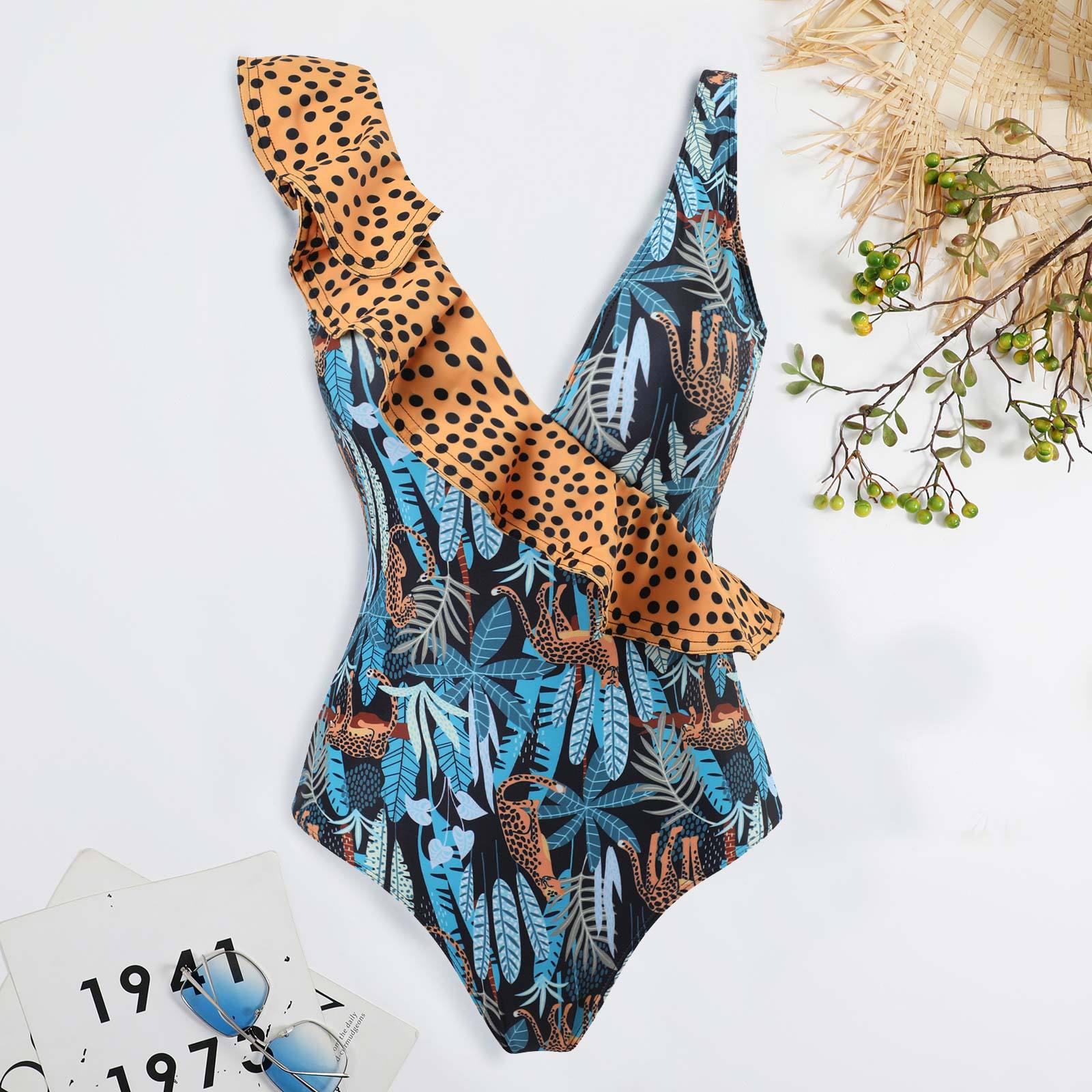 ladies bikini dress Sexy Swimsuit Women Leopard Print Ruffle Swimwear Bikini Chiffo – Onassis Krown Ups Print Bathing Suits Ball Gown V Neck All Sizes:14 linen wedding gown