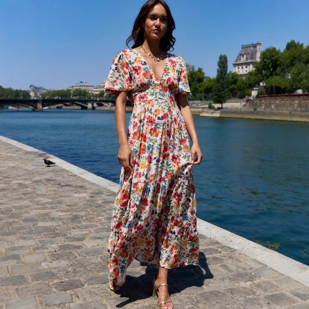 french bohemian maxi dress Boho Blooms Maxi Dress in French Vanilla