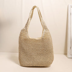 Large Capacity Shoulder Straw Bag Simple Straw Bag Woven Bag Vacation Beach Bag Casual Women Bag