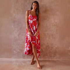 Women Clothing Sexy Summer Holiday Floral Print Fit Horn Strap Dress Women