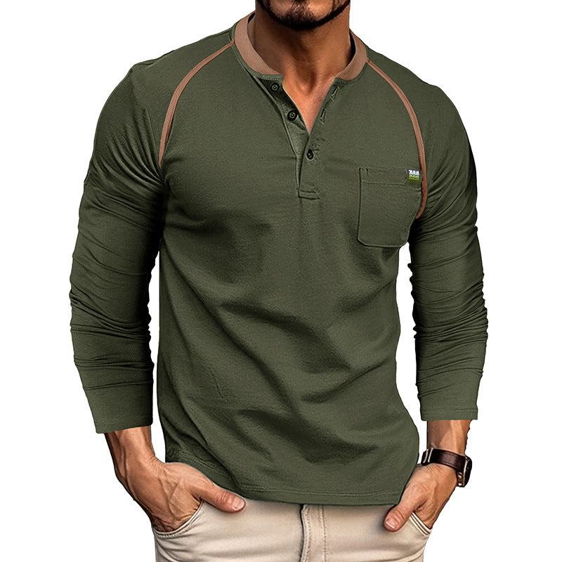 Men's casual long sleeve shirt army green