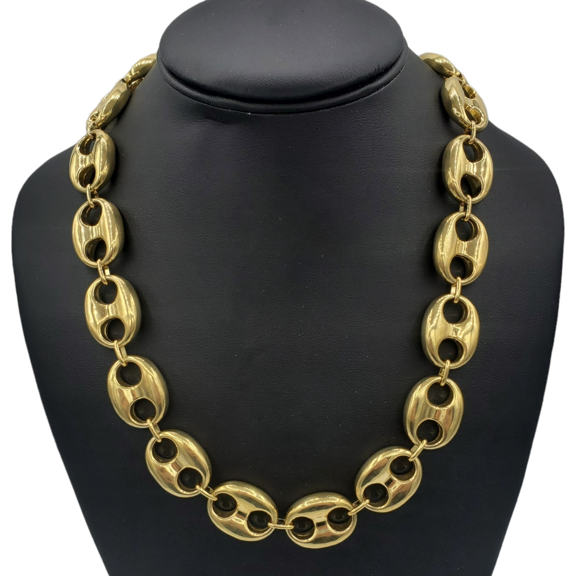 14K Gold- Hollow Puff Mariner Chain