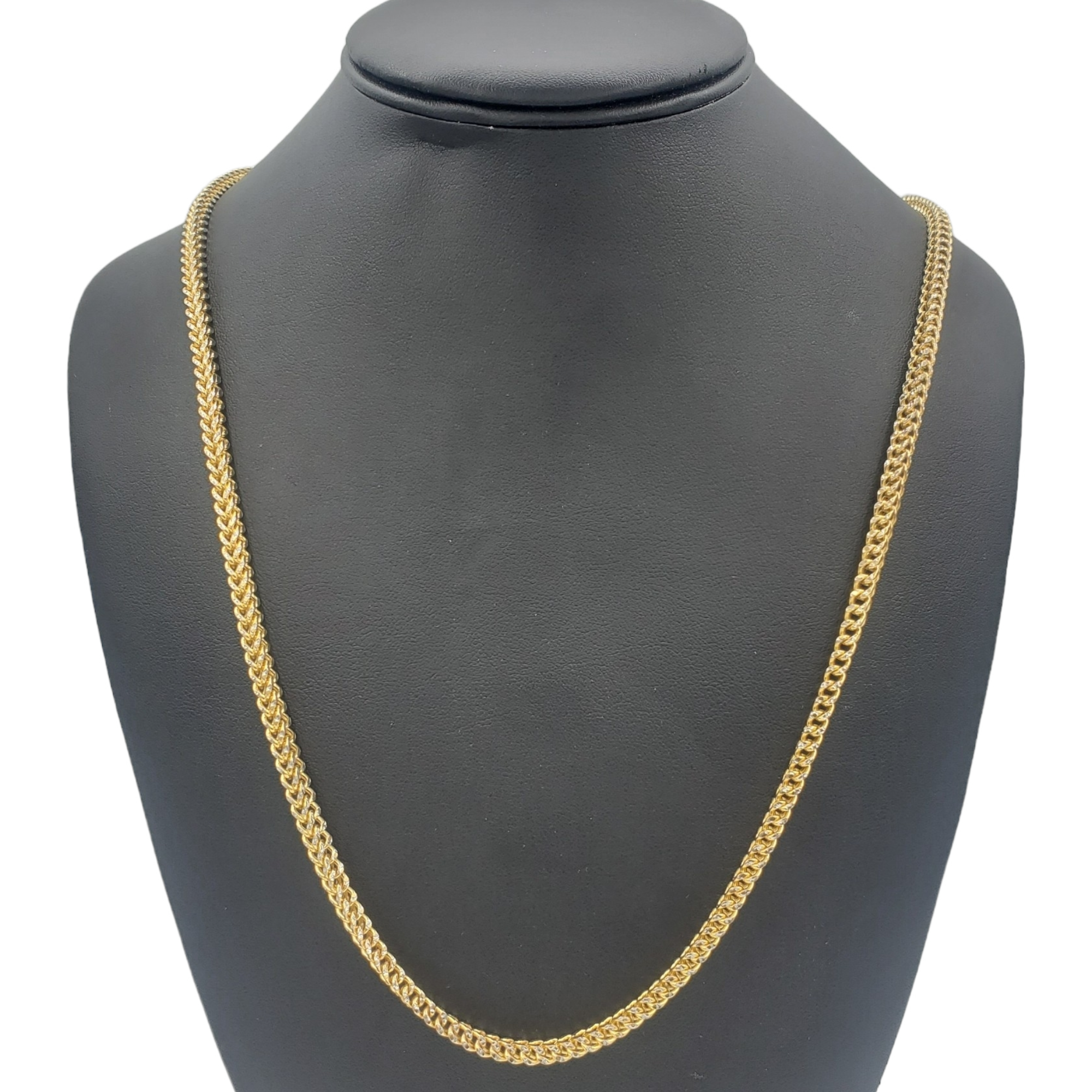 10K Gold- Hollow Franco Diamond Cut (Pave) Chain