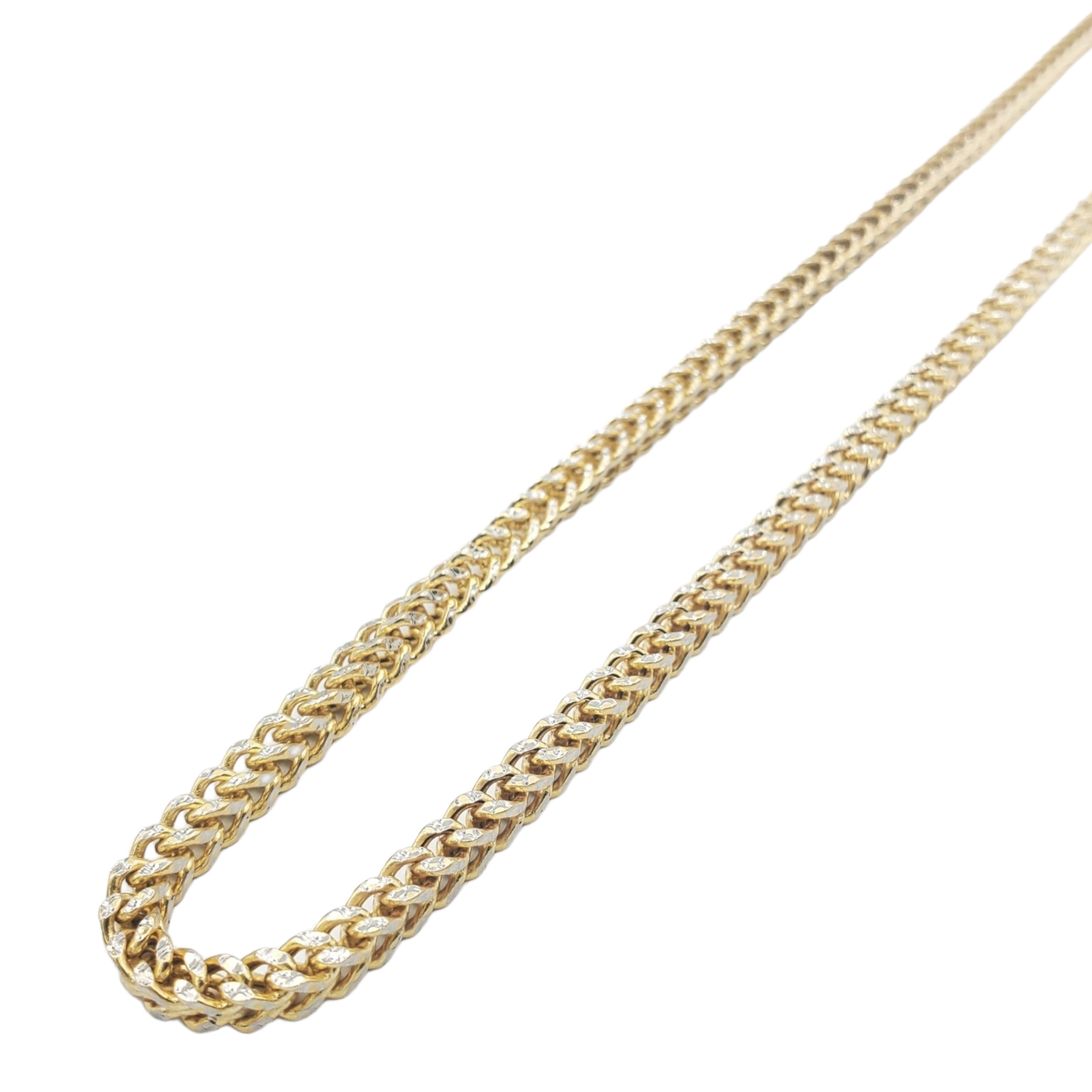10K Gold- Hollow Franco Diamond Cut (Pave) Chain