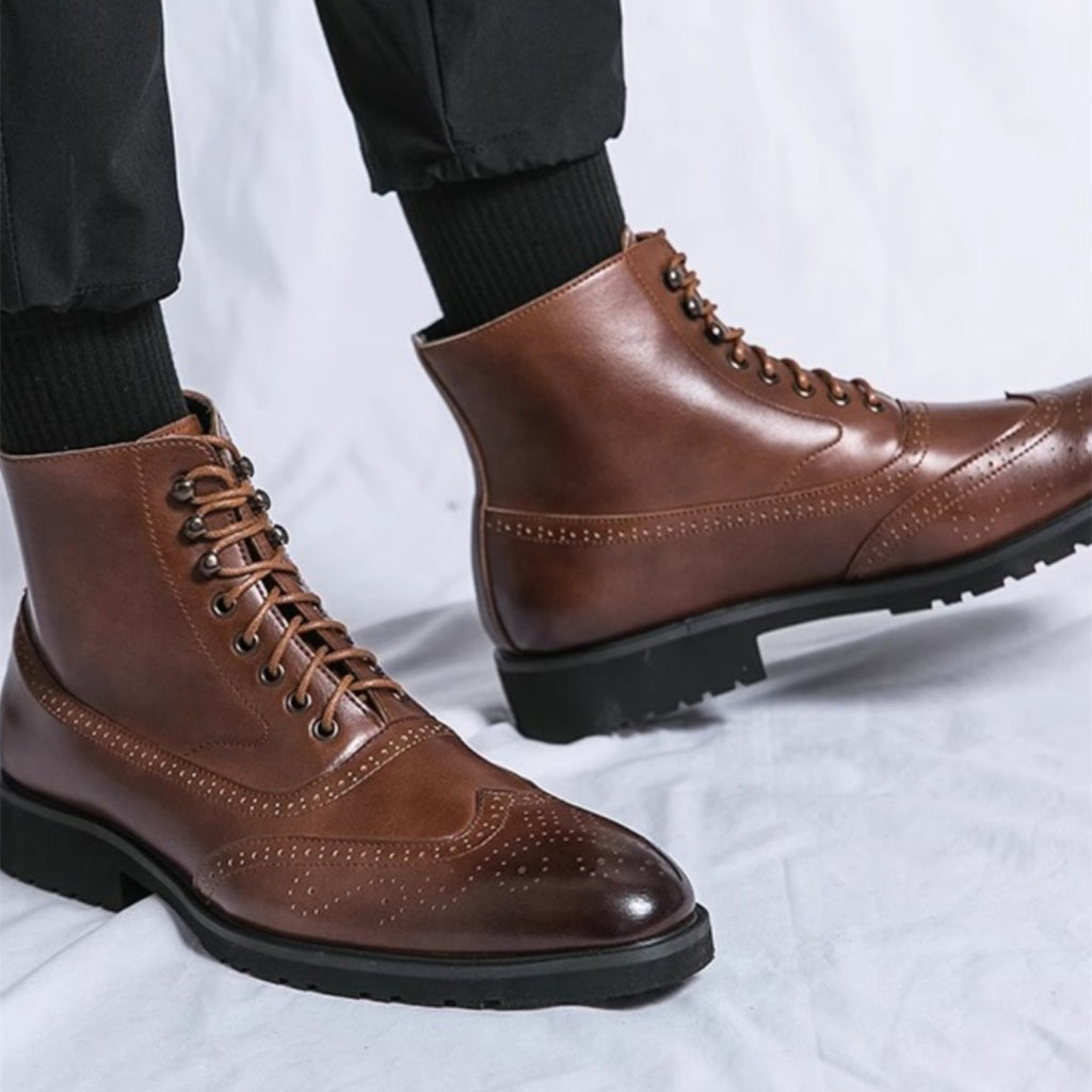 Brown Leather Wingtip Boots