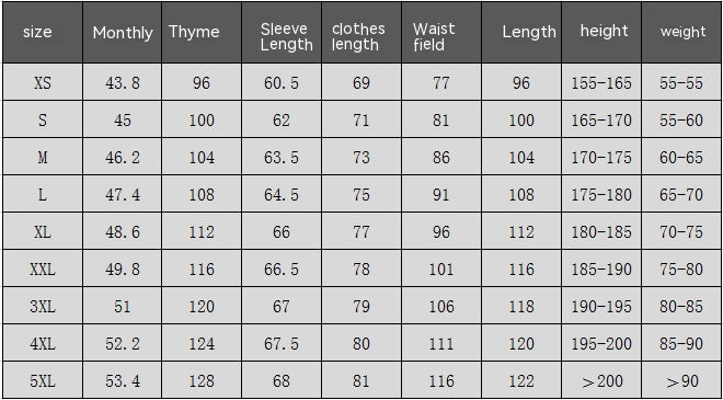 men's suit size chart