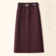 Brown A- Line Straight Skirt Retro Slit Hip Skirt - Ankara Red Velvet / 2XL - skirt