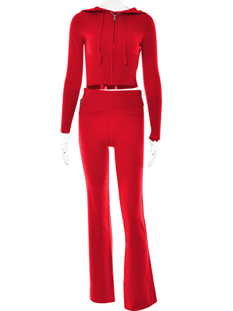 Women's Red Tracksuit Jogger Set