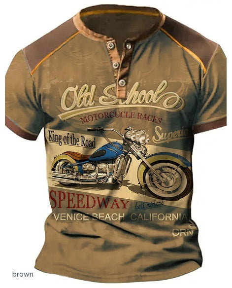 old school motorcycle shirt tan