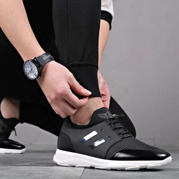 casual black running shoes