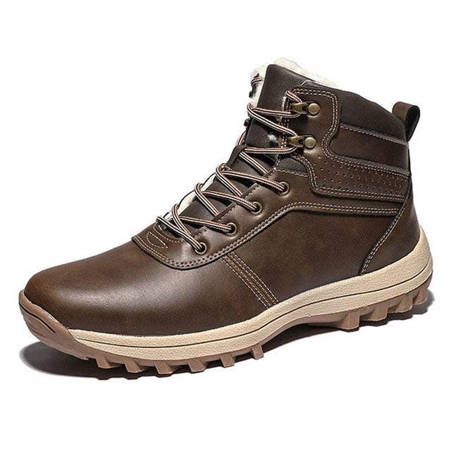 brown leather hiking boots