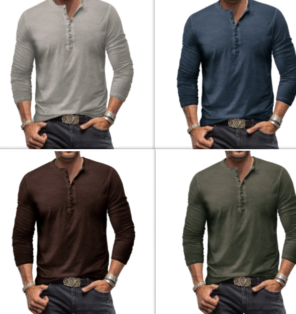 men's long sleeve henley shirt collection