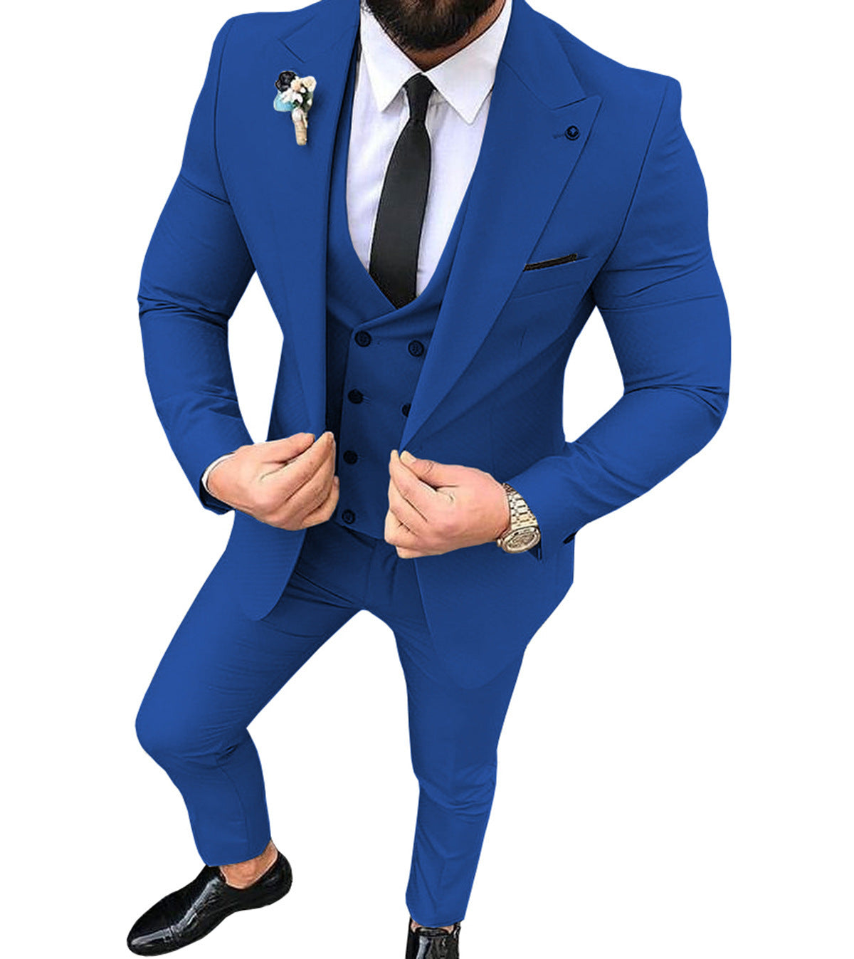 men's royal blue three piece cocktail suit