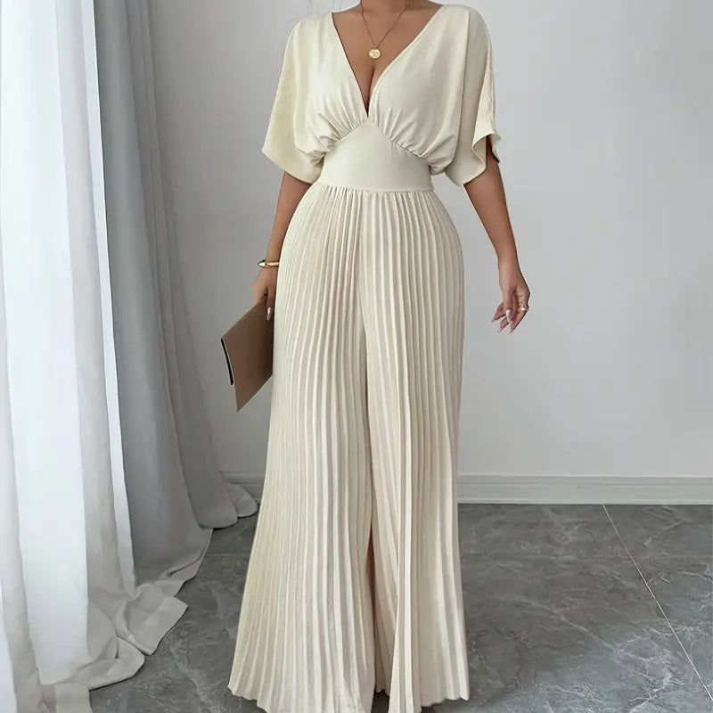 pleated shirt style jumpsuit dress Pleated Jumpsuit