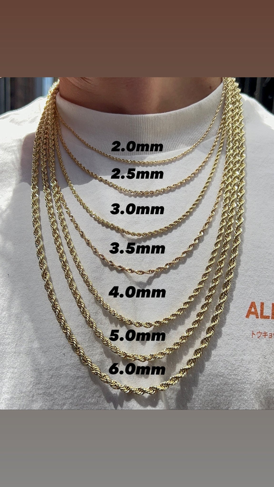 14K Gold- Hollow Rope Chain