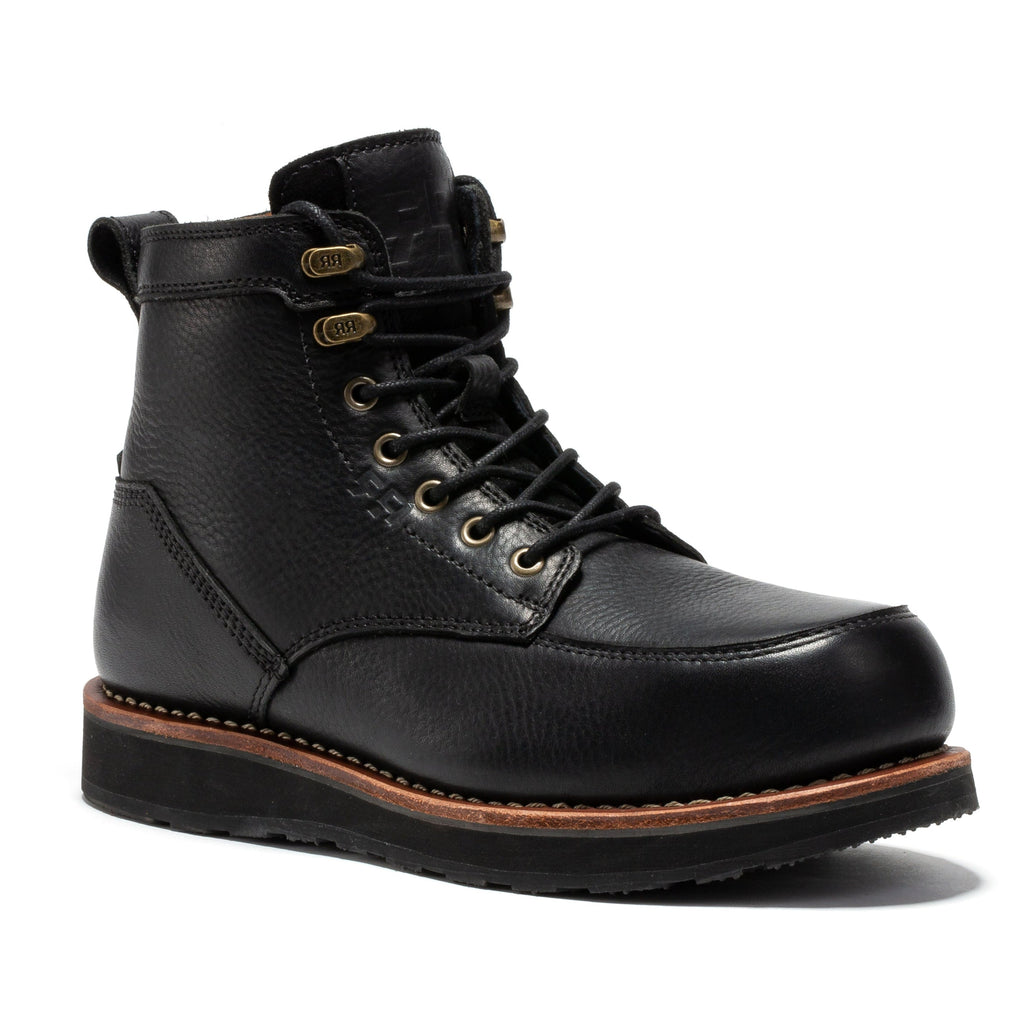 ROCKROOSTER Edgewood Men's 6 Inch Black Steel Toe Wedge Work Boots