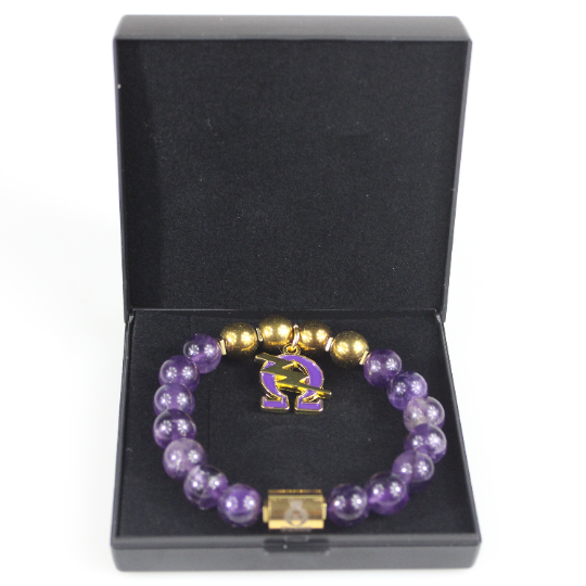 omega psi phi lightning bolt charm bracelet gift box