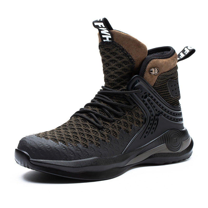 black and brown mesh walking boots