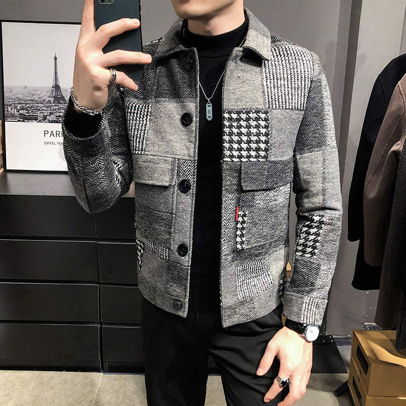 gray patchwork jacket