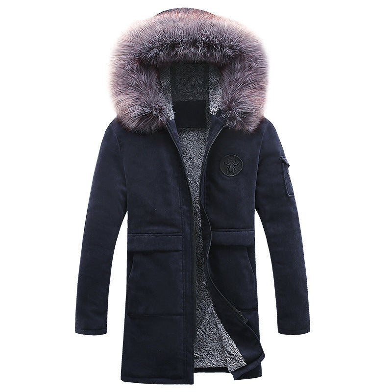 navy blue utility winter coat