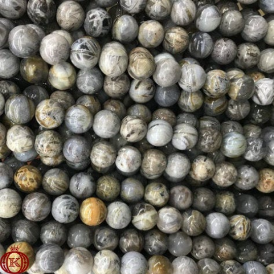 bulk gray bamboo leaf agate gemstone beads