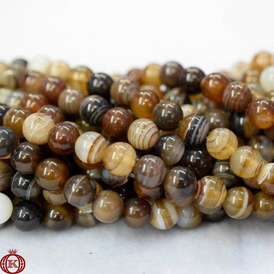 wholesale brown stripe agate gemstone bead strands