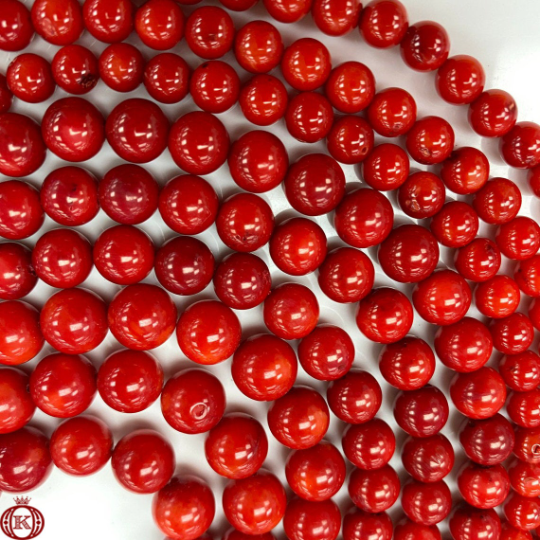 shiny red bamboo coral gemstone beads