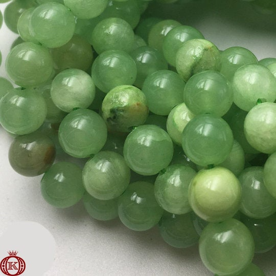 polished green flower jade gemstone beads