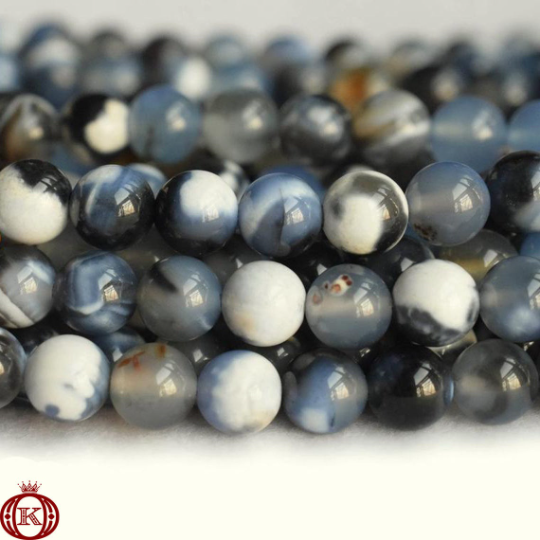 blue white fire agate gemstone beads