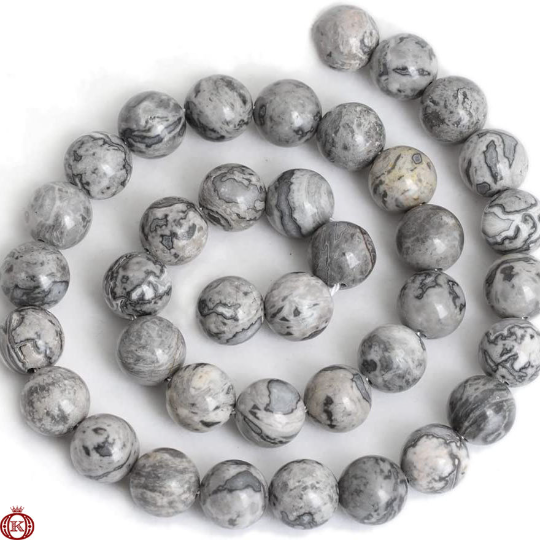 quality gray map jasper gemstone beads