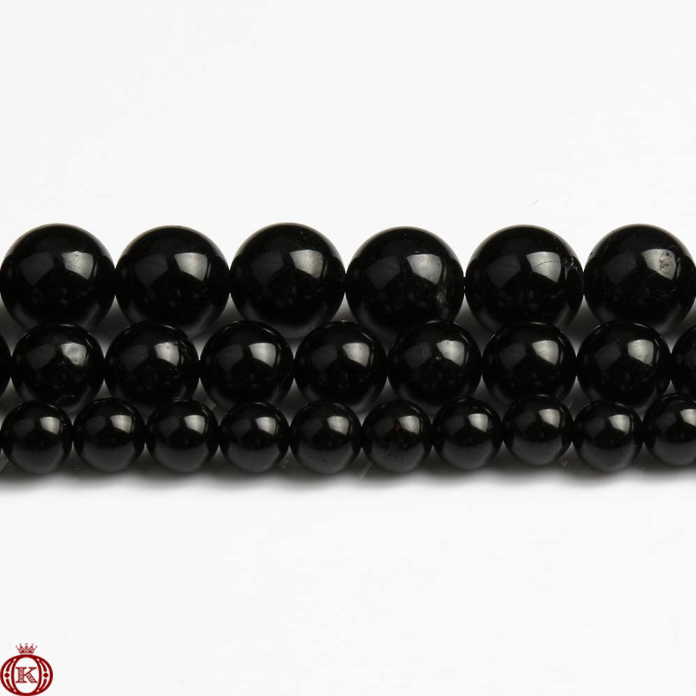 jet black tourmaline beads