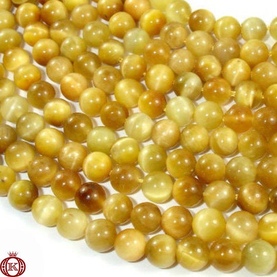 golden yellow tiger eye gemstone bead strands