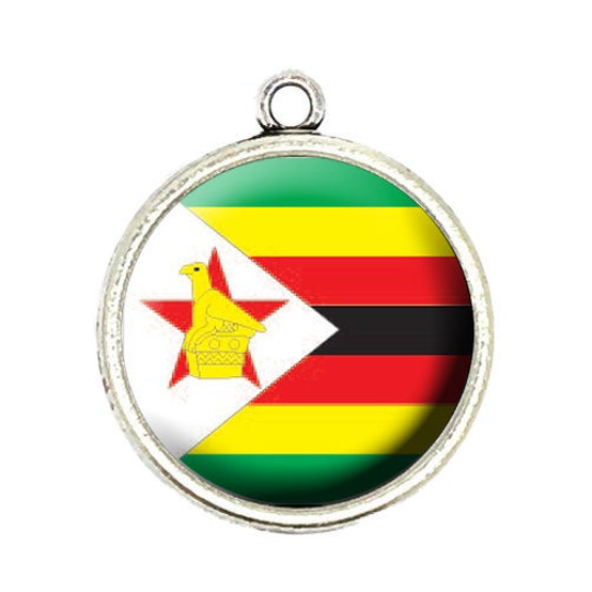 zimbabwe flag cabochon charm