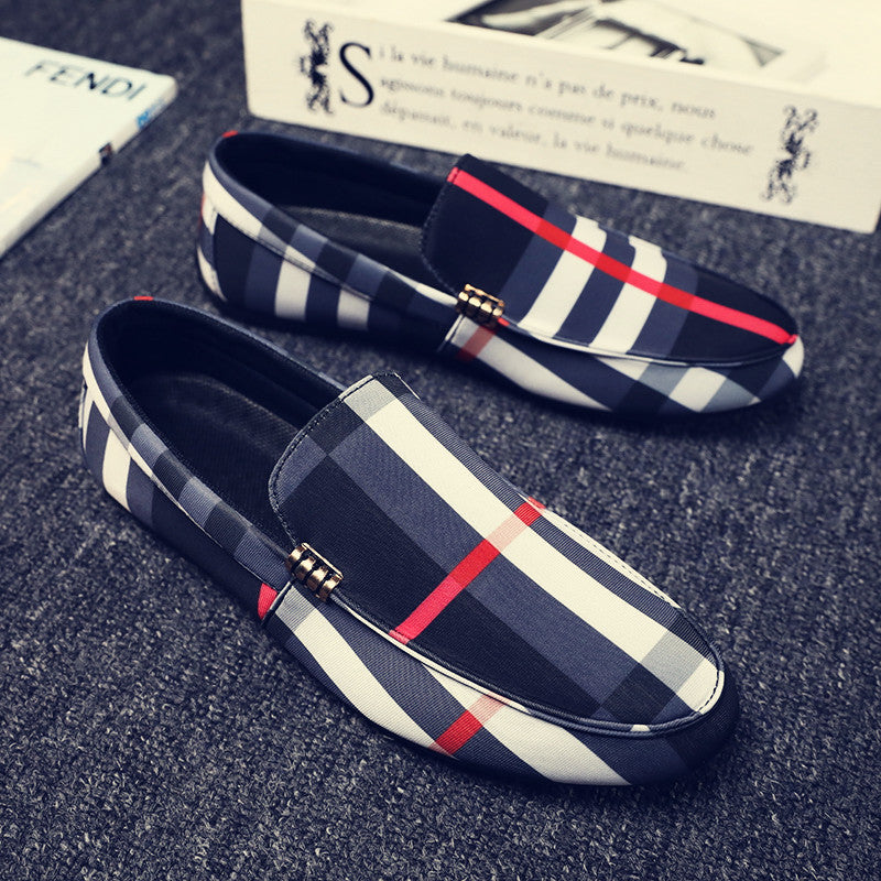 black white and red plaid casual shoes