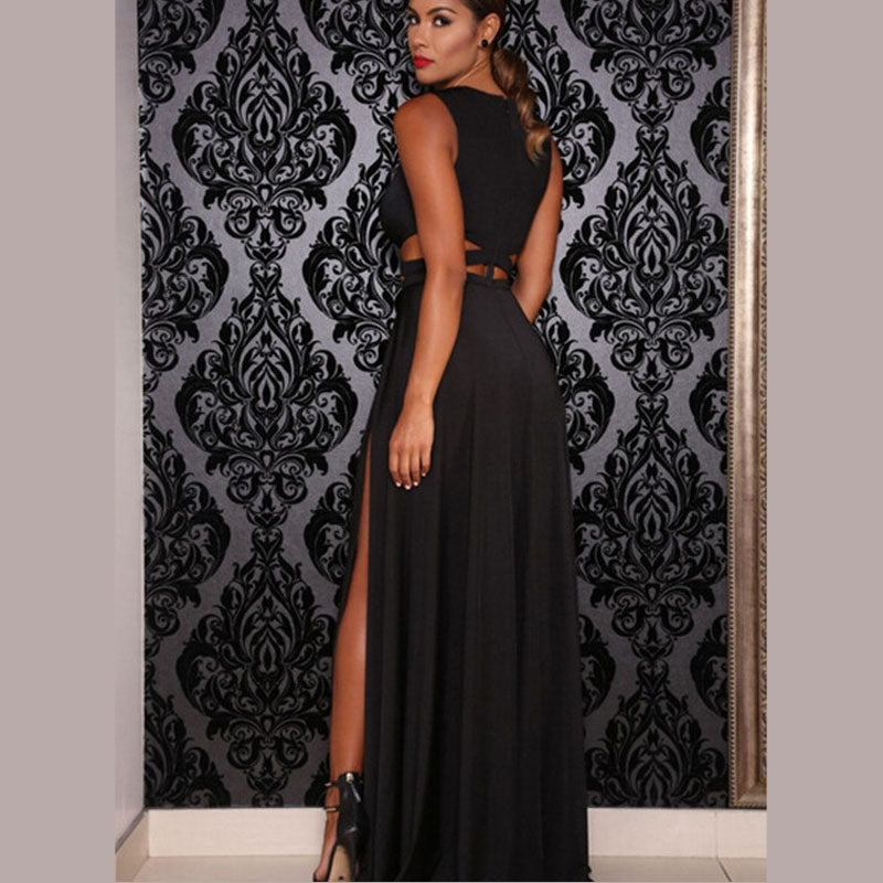 deep v lace sleeveless split thigh evening dress Amazon.com: Women's Deep-V Neck High Split Sequin Evening Dresses Backless  Formal Party Maxi Dress Gown Black : Clothing, Shoes & Jewelry