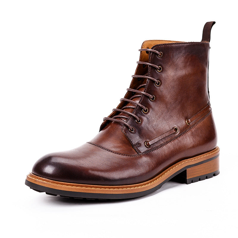 dark brown leather boots