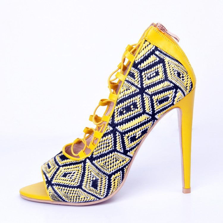 royal blue bright yellow high heels