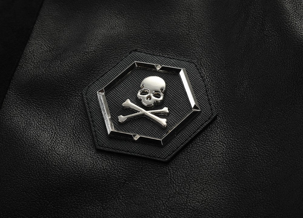 black leather skeleton bones jacket