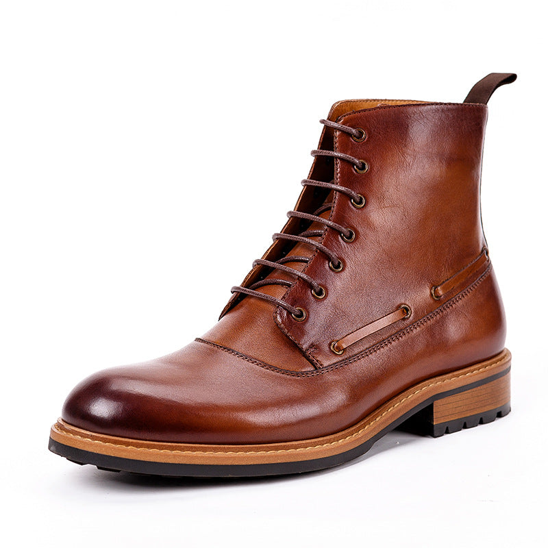 medium brown leather boots