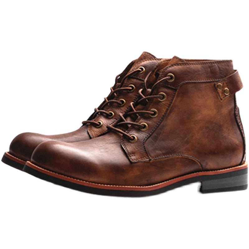 brown leather work boots