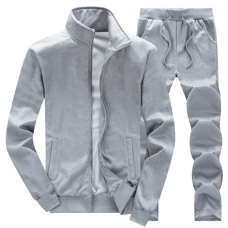 light gray jacket sweatpants tracksuit