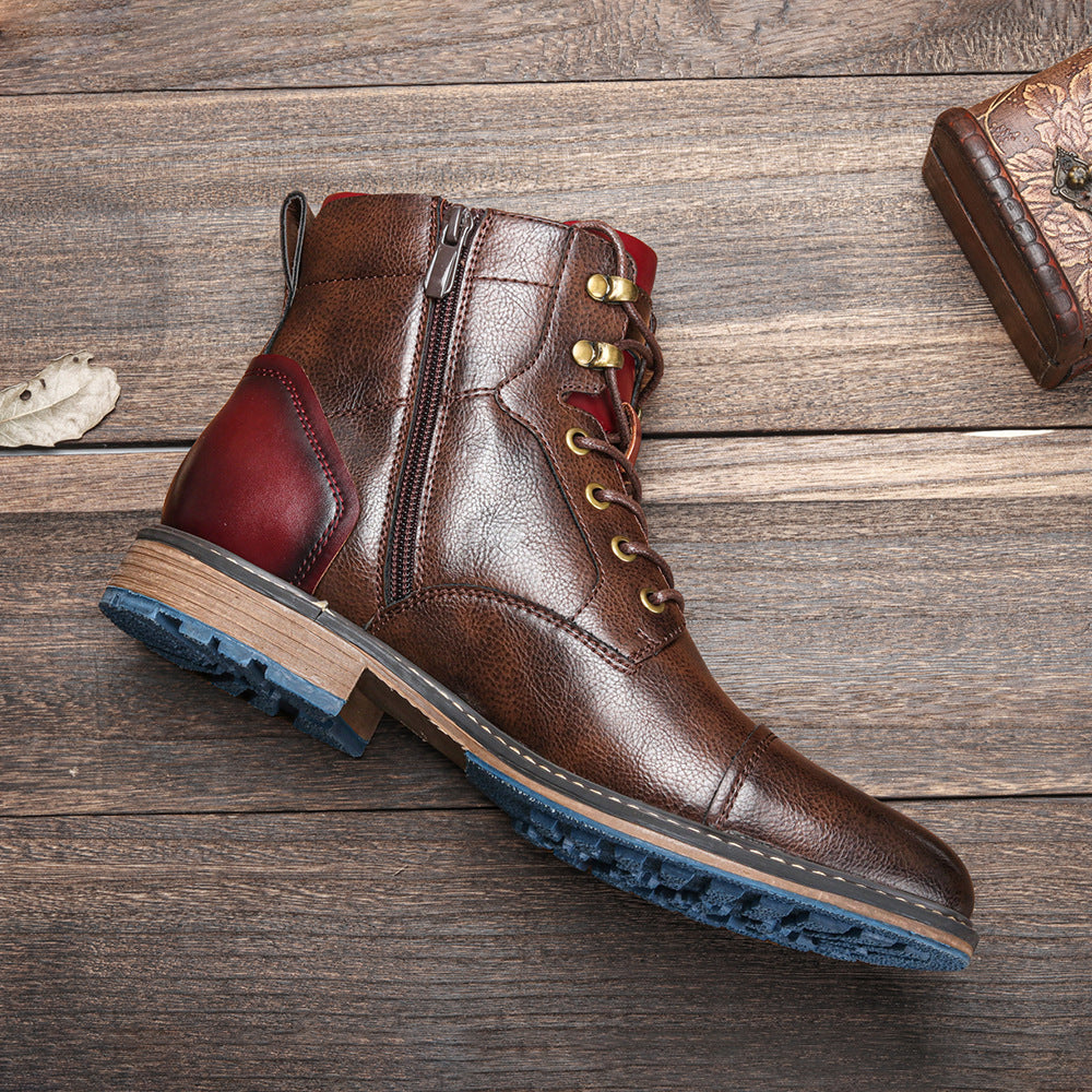 brown & red leather oxford boot
